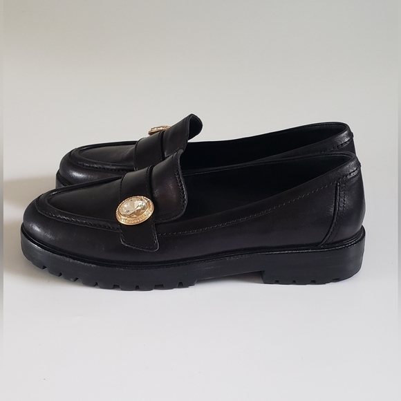 Kate Spade Posh Loafer in Black Leather Size 7 B - Picture 1 of 13